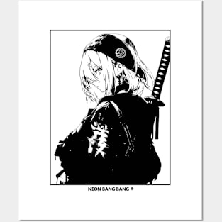 Minimalist Japanese Anime Manga Samurai Girl Urban Style Posters and Art